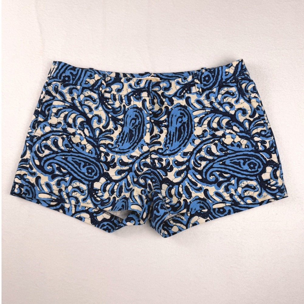 Michael Michael Kors Blue Paisley Batik Print Cotton Blend Shorts Womens Size 8